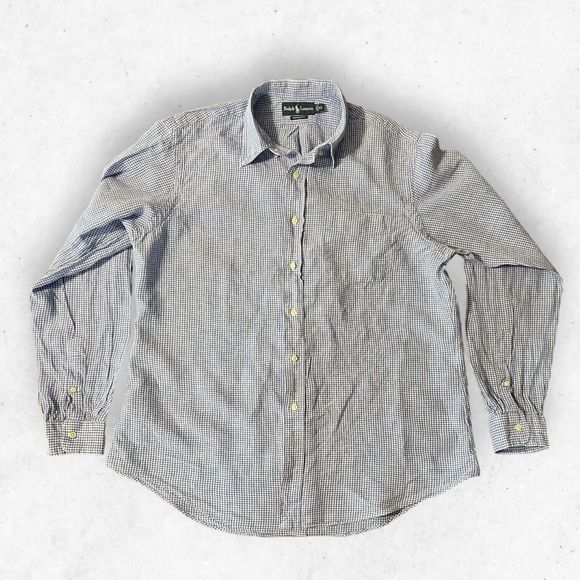 Ralph Lauren Men's Size XL Blue White Plaid Button Shirt Long Sleeve Custom Fit‎ - Picture 1 of 5